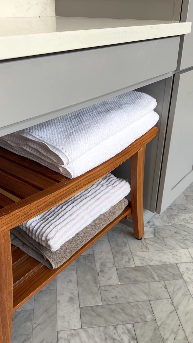 Folded towels, styled with care