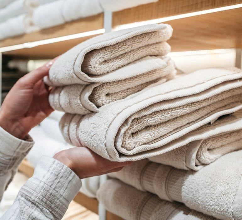 Soft towels, folded and kept